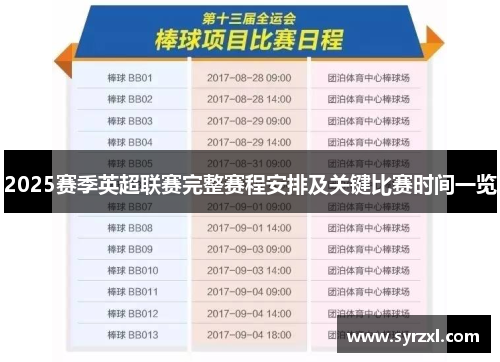 2025赛季英超联赛完整赛程安排及关键比赛时间一览
