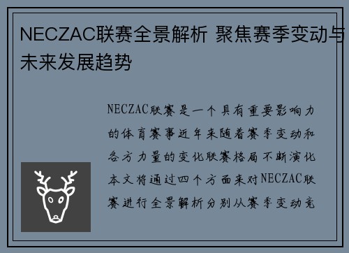 NECZAC联赛全景解析 聚焦赛季变动与未来发展趋势